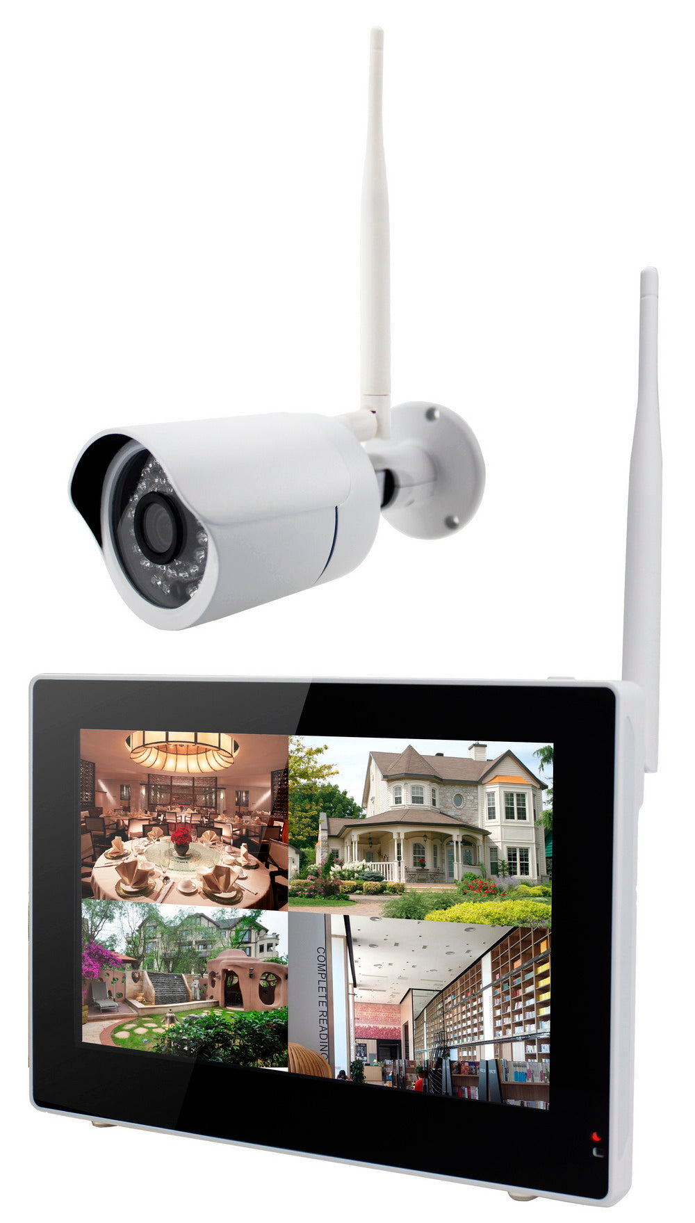 IP-Kamerasystem drahtlos mit 9 Zoll Touchscreen 2 x Kamera 500GB Festplatte