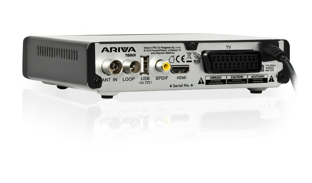Ferguson Ariva T650i HDTV-Receiver für DVB-T mit Wi-Fi Adapter und HDMI-Kabel