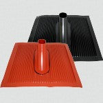 Dachsparrenhalter Stahl (verzinkt) mit Dachziegel aus Aluminium/Kunststoff in schwarz und passende Universal Gummitülle