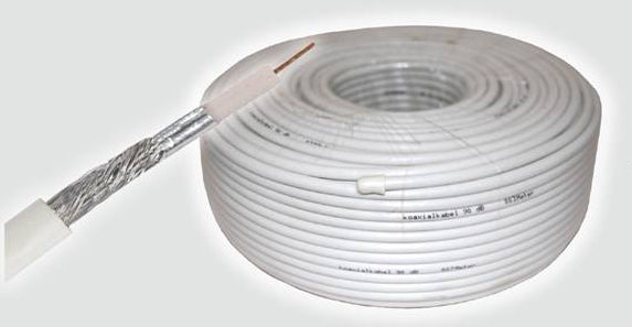 100 m Koaxialkabel 130 dB 4-fach geschirmt + F-Stecker 7,5 mm