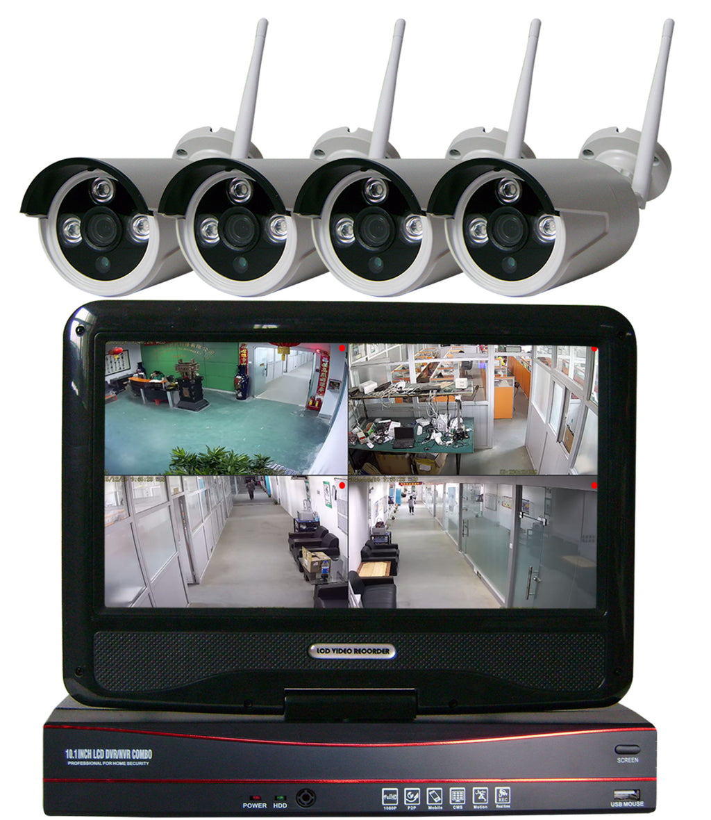 Funkkamerasystem HD mit 4 Kameras IP-Funktion und 10 Zoll FHD Monitor