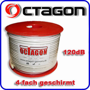 Octagon Koaxialkabel 120 dB 100 Meter auf Plastikspule