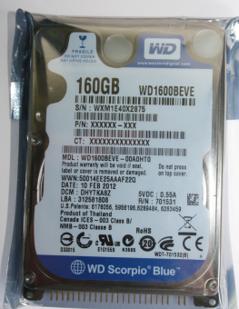 WD1600BEVE Scorpio Blue IDE Festplatte 2,5 Zoll (NEU) 